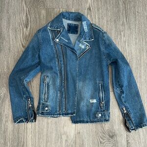 Oversized Denim Jacket Moto Style